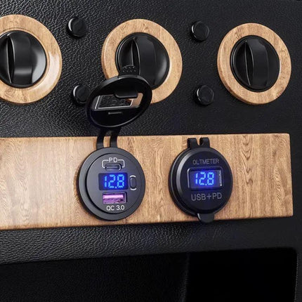 12V Modified Car USB Charger With Voltage Display For Phones And Tablets