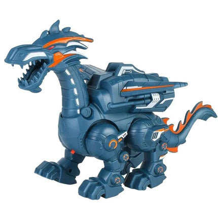 Electric Dinosaur Toy for Children's Everyday Play and Fun - blue interactive electronic dinosaur with lights, sounds, atomizer mist effect