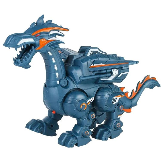 Electric Dinosaur Toy for Children's Everyday Play and Fun - blue interactive electronic dinosaur with lights, sounds, atomizer mist effect