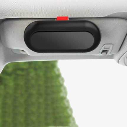 Car Glasses Case For Vehicle Sun Visor Black Card Organizer – matte black ABS visor-mounted sunglasses and card holder with soft flocking lining