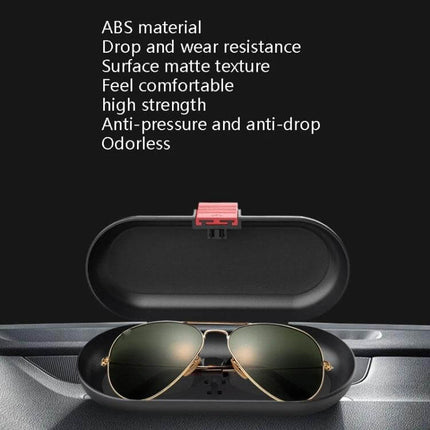 Car Glasses Case For Vehicle Sun Visor Black Card Organizer - matte black ABS sunglass case with soft flocking, fits up to 17x7.6cm and holds cards
