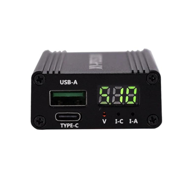 Practical 100W Type-C Quick Charger for Mobile Phones and Devices front view with USB-A, Type-C port and digital display