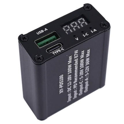 Practical 100W Type-C Quick Charger for Mobile Phones and Devices showing USB-A, Type-C ports and LED power display