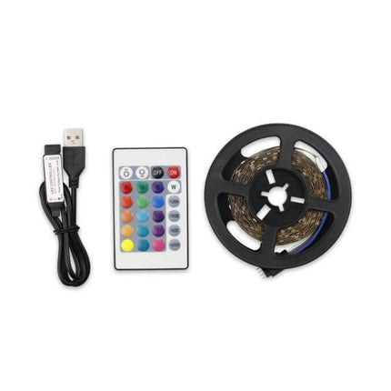 Rgb USB Light Strip With Remote Control For Ambient Room Decor 5m - 5V USB RGB LED strip kit with remote and self-adhesive 5m roll