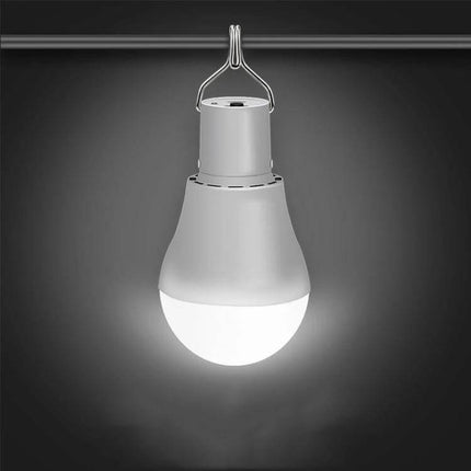 LED Solar Bulb USB Portable Lighting for Camping and Outdoors hanging rechargeable 5W 6500K cool white with hook and USB port