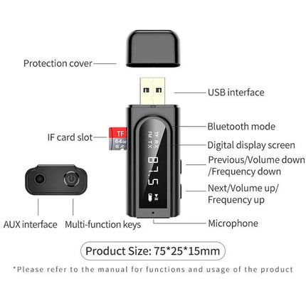 K9 USB Bluetooth 5.0 Car Adapter FM Transmitter Receiver