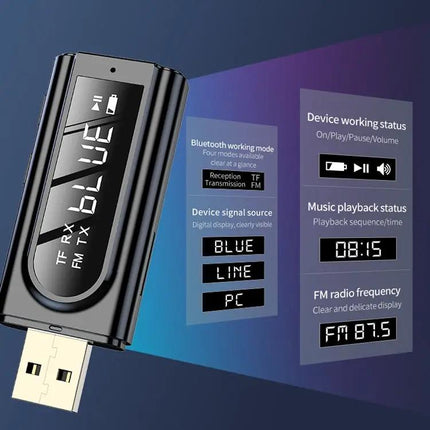 K9 USB Bluetooth 5.0 Car Adapter FM Transmitter Receiver