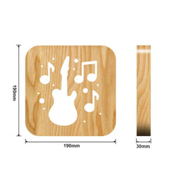 Guitar-Shaped Pine Wood LED Night Light Table Lamp with USB Power