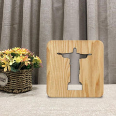 USB LED Jesus Pastor Solid Wood Table Lamp Night Light - 2.5W Pine Wood Design