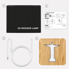 USB LED Jesus Pastor Solid Wood Table Lamp Night Light - 2.5W Pine Wood Design