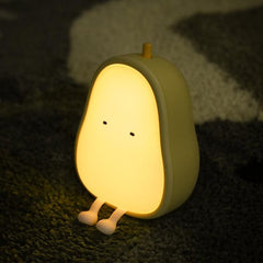 Soft Silicone Pear-Shaped LED Night Light for Cozy Bedroom Ambiance