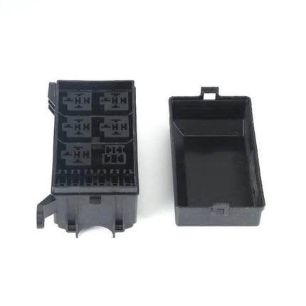Car 6-Way Insurance Junction Box With Durable Nylon Shell showing open 6-way insert-type black nylon housing for 48V car yacht RV wiring