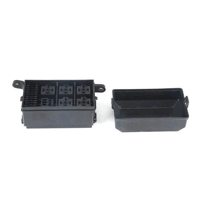 Car 6-Way Insurance Junction Box With Durable Nylon Shell shown open with 6-way insert layout for 48V car, yacht, RV wiring protection