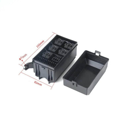 Car 6-Way Insurance Junction Box With Durable Nylon Shell black 6-way 48V insulated wiring distribution box for cars yachts RVs