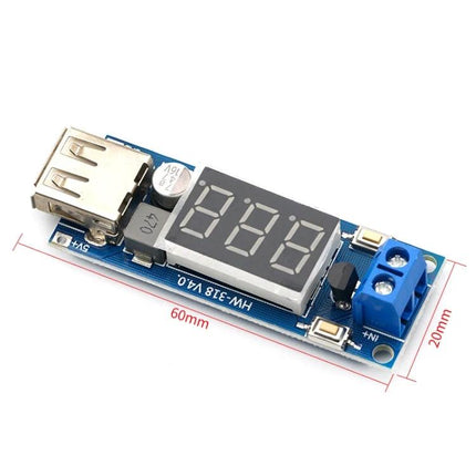 Dual Function Car Voltmeter with USB Charging for Vehicles compact in-dash voltmeter and USB charging module showing LED display and terminal connections