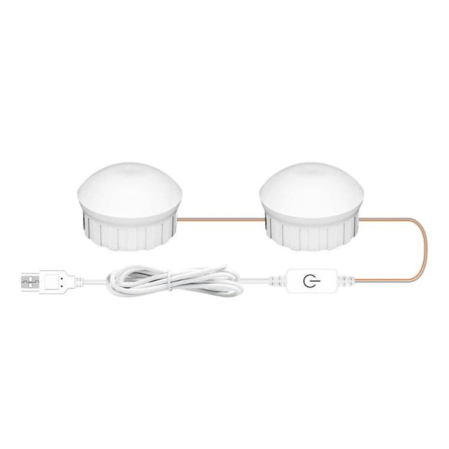 Adjustable Light Mirror for Everyday Makeup Routines LED puck lights with touch-sensitive dimmer and USB cable for clear makeup lighting
