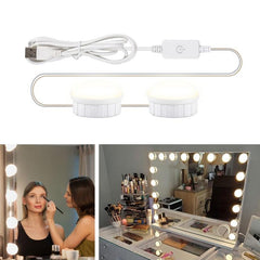 Espejo frontal con luz regulable, espejo de maquillaje con control táctil USB