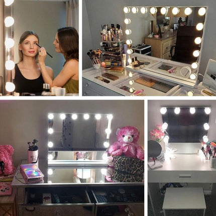 Adjustable Light Mirror for Everyday Makeup Routines with touch-sensitive stepless dimming and bright bulbs for even application