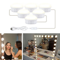 Espejo frontal con luz regulable, espejo de maquillaje con control táctil USB