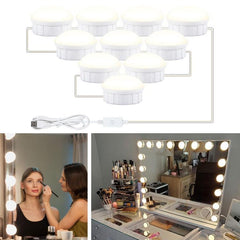 Espejo frontal con luz regulable, espejo de maquillaje con control táctil USB