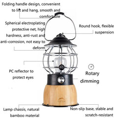 Luz LED retro portátil multifuncional para acampar al aire libre Wild Land