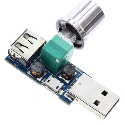 Compact USB Fan Speed Regulator for Home and Office Cooling - knob-controlled USB board for adjusting fan speed from power bank or PC (compact design)