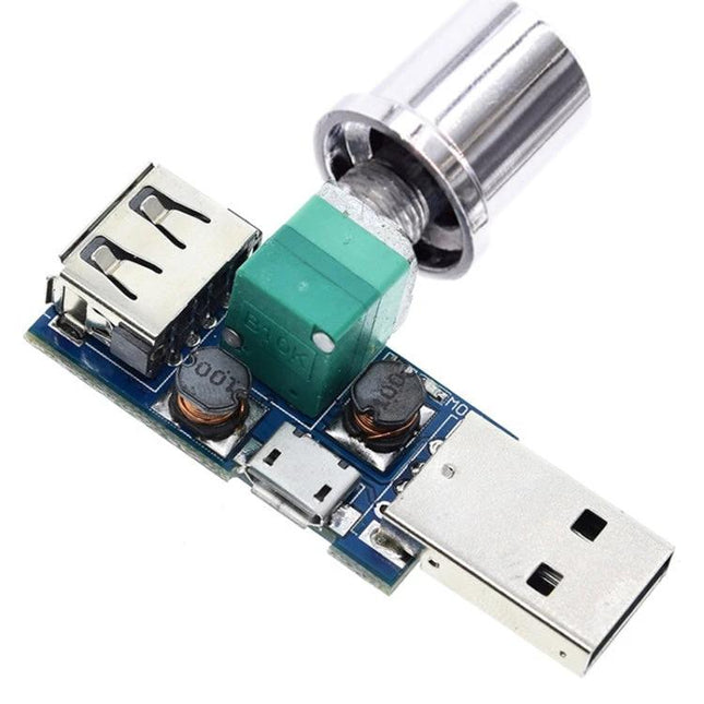 Compact USB Fan Speed Regulator for Home and Office Cooling - knob-controlled USB board for adjusting fan speed from power bank or PC (compact design)