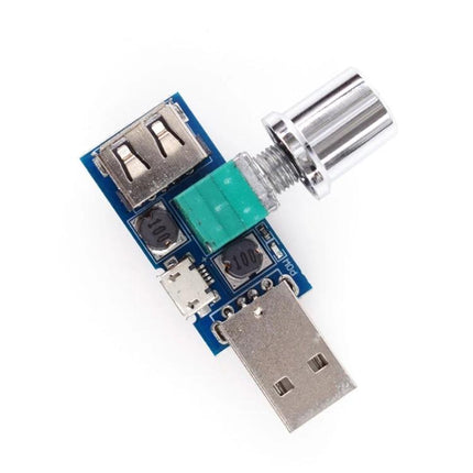 Compact USB Fan Speed Regulator for Home and Office Cooling - compact USB knob speed controller with USB-A plug and female port