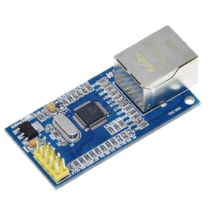 W5500 Ethernet Network Module for Device Internet Connectivity - blue PCB module with RJ45 jack, headers and W5500 chip for IoT connectivity