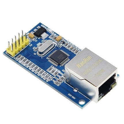 W5500 Ethernet Network Module for Device Internet Connectivity - blue PCB module with RJ45 port for IoT and embedded device networking