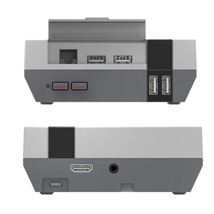 Retroflag NESPi Case for Raspberry Pi with LED Indicator showing front/back ports, power and reset buttons, LED status and USB/HDMI connectors