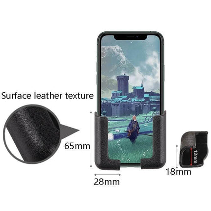 Car Phone Holder Adjustable Width Vehicle Mount For Hands Free Driving - compact leather-texture console/armrest mount showing dimensions