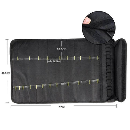 Chef Knife Storage Bag, Portable Reel Style For Everyday Use, Black — Waterproof Oxford foldable knife roll, 57x35.5cm, travel and kitchen organizer