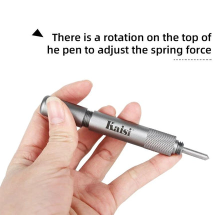 Kaisi Demolishing Pen for Safe Smartphone Camera Lens Removal hand-held tool showing adjustable top and metal body for controlled rear camera lens blasting