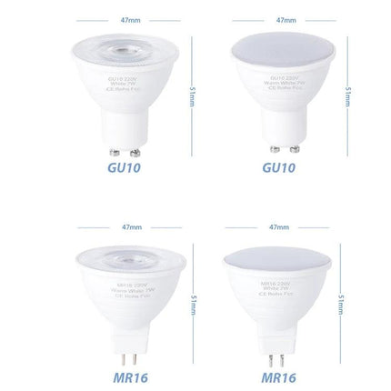 Energy-Saving LED Bulb for Everyday Household Lighting - GU10 and MR16 size options with warm and cool white, 47mm x 51mm, energy-efficient bulbs