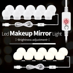 USB Rechargeable LED Makeup Light with 3 Adjustable Color Temperatures for Bathroom Mirrors