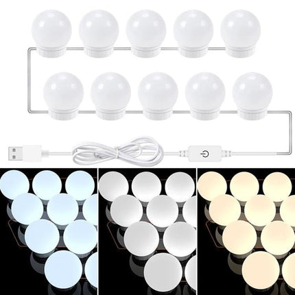 Bathroom Mirror Light for Everyday Makeup Sessions – LED vanity bulbs strip with USB cord and adjustable warm to cool brightness
