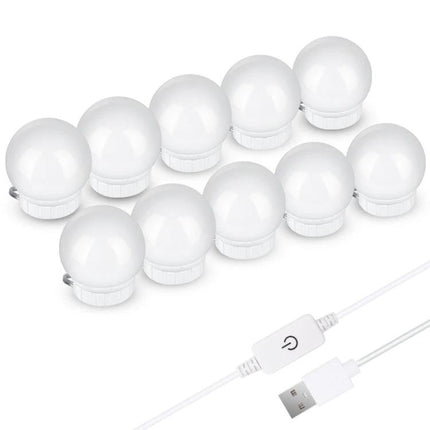 LED Light for Everyday Makeup and Grooming at Home — set of USB touch-switch round vanity bulbs providing consistent true-color illumination