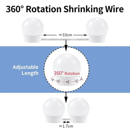 LED Light for Everyday Makeup and Grooming at Home with 360° rotation, adjustable shrinking wire for compact storage and precise lighting