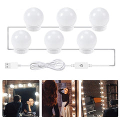 USB Adjustable Brightness LED Makeup Mirror Light Bulbs with Touch Switch