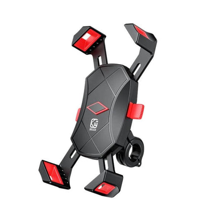Kewig Four Claw Bike Phone Holder For Bicycle And Motorcycle compact black-red mount with silicone pads and handlebar clamp for secure navigation