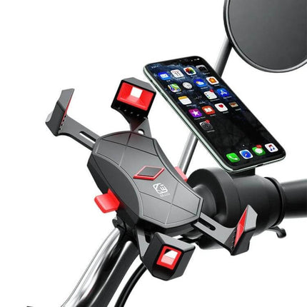 Kewig Four Claw Bike Phone Holder For Bicycle And Motorcycle mounted on handlebars with silicone pads and secure four-claw grip