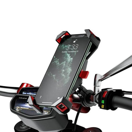Kewig Four Claw Bike Phone Holder For Bicycle And Motorcycle mounted on handlebars with silicone pads and secure four-claw grip