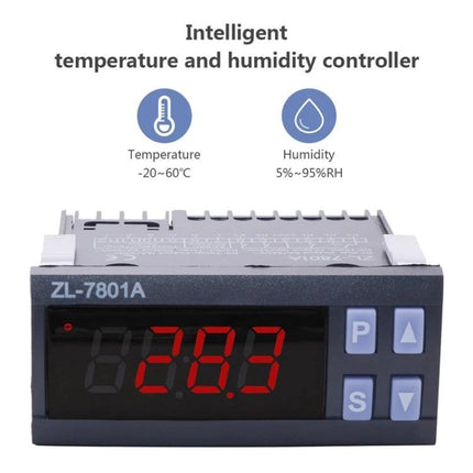 Automatic Temperature and Humidity Controller for Indoor Use - digital ZL-7801A display showing 28.3°C with controls for temperature and humidity