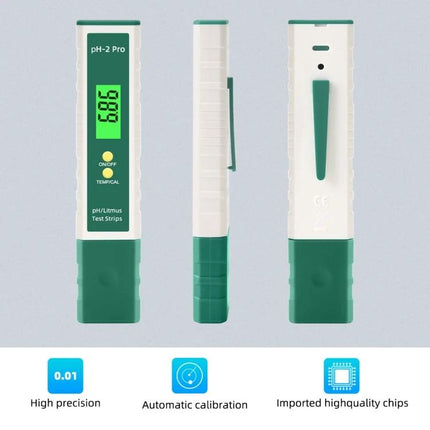 PH-2 Pro Litmus pH Meter for Water Quality Testing handheld digital pH tester for aquariums hydroponics and pools