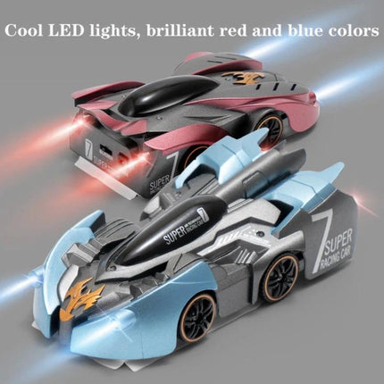 Discover a Remote Control Car for Kids' Indoor Wall Adventures - LED racing wall-climbing toy car with vacuum base for indoor play