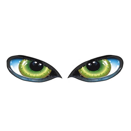 Reflective 3D Eye Car Sticker for Rearview Mirror Decoration - green reflective 3D eye decal pair for car mirror, weatherproof self-adhesive design