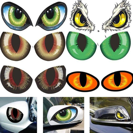 Reflective 3D Eye Car Sticker for Rearview Mirror Decoration - colorful reflective 3D eye decals for car side mirror personalization