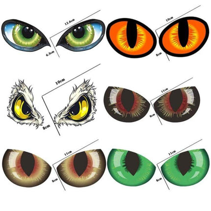 Reflective 3D Eye Car Sticker for Rearview Mirror Decoration - assorted reflective 3D eye decal styles for car mirrors
