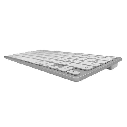 Wireless Multi-Language Keyboard for Everyday Typing Tasks - slim silver Bluetooth keyboard with 78 keys and metal texture, ideal for tablets, phones, laptops